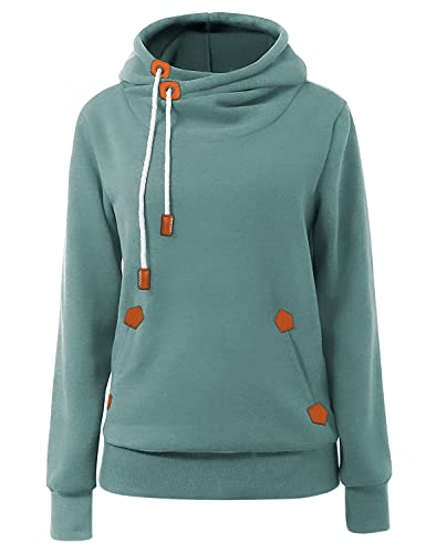 Cindeyar Damen Hoodie Winter Pullover Kapuzenpullover Langarm Baumwoll Mischung Warmer Sweatshirt Kapuzenjacke(107-Minzgrün,M) von Cindeyar