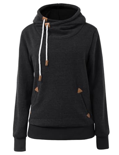 Cindeyar Damen Hoodie Winter Pullover Kapuzenpullover Langarm Baumwoll Mischung Warmer Sweatshirt Kapuzenjacke(107-Schwarz,XL) von Cindeyar