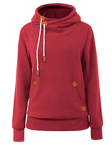 Cindeyar Damen Hoodie Winter Pullover Kapuzenpullover Langarm Baumwoll Mischung Warmer Sweatshirt Kapuzenjacke(107-Weinrot,M) von Cindeyar