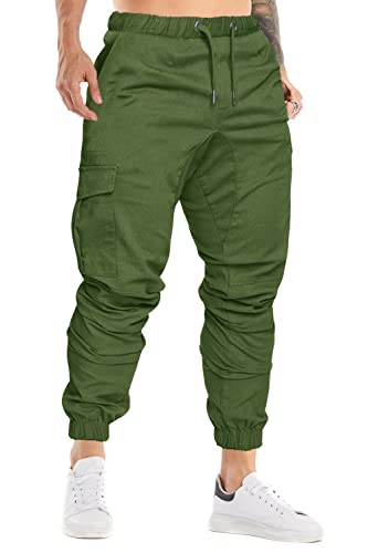 Cindeyar Herren Hosen Slim Fit Casual Jogger Sporthose Freizeithose Cargo Chino Jeans Hose (Grün 01,XL) von Cindeyar