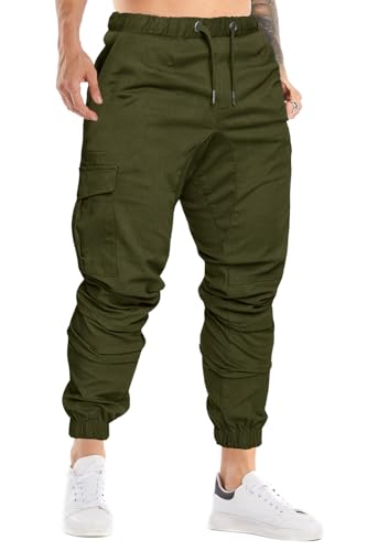 Cindeyar Herren Hosen Slim Fit Casual Jogger Sporthose Freizeithose Cargo Chino Jeans Hose (L, Armeegrün 01) von Cindeyar