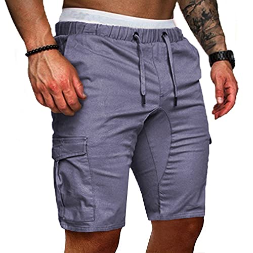 Cindeyar Herren Shorts Sommer Chino Jeans Kurze Hosen Stretch Jogger Cargo Shorts Slim-Fit(L,175Grau) von Cindeyar