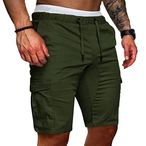 Cindeyar Herren Shorts Sommer Chino Jeans Kurze Hosen Stretch Jogger Cargo Shorts Slim-Fit(L,175Grün) von Cindeyar