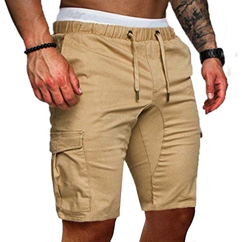 Cindeyar Herren Shorts Sommer Chino Jeans Kurze Hosen Stretch Jogger Cargo Shorts Slim-Fit(L,175Khaki) von Cindeyar