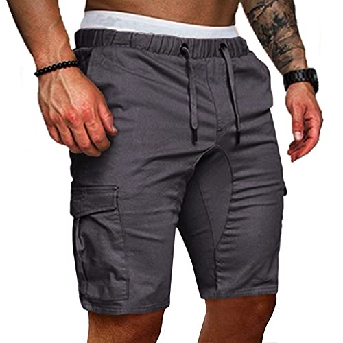 Cindeyar Shorts Herren Sommer Chino Jeans Kurze Hosen Stretch Jogger Cargo Shorts Slim-Fit (L, 175Dunkelgrau) von Cindeyar