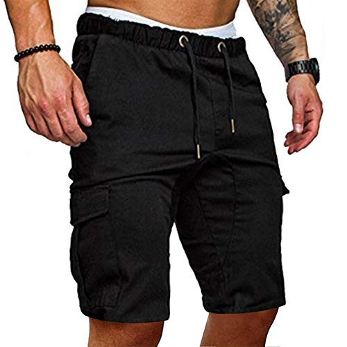 Cindeyar Herren Shorts Sommer Chino Jeans Kurze Hosen Stretch Jogger Cargo Shorts Slim-Fit (S, 175Schwarz) von Cindeyar