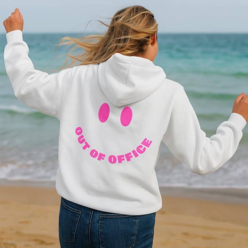 Out Of Office Hoodie, Trendiges Sweatshirt, Freizeit Smiley Pullover, Hoodie Mit Smiley, Geschenk Für Sie, Team Kollegin von CindrellaVibes
