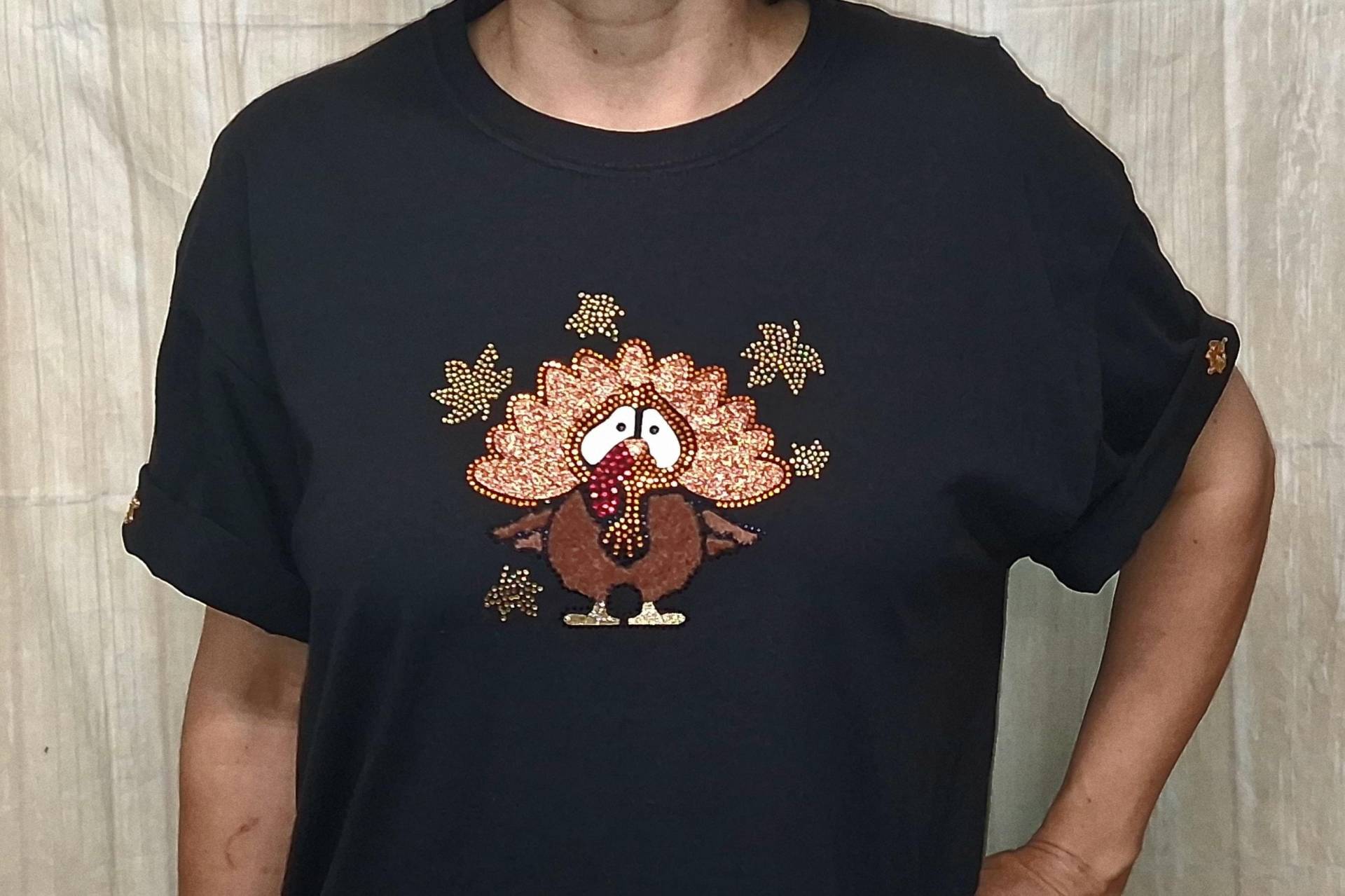 Thanksgiving Besorgt Truthahn Verschlingen Shirt Herbst Urlaub Strass Glittered Bling Cindys T-Shirt von CindysBlingShirtShop