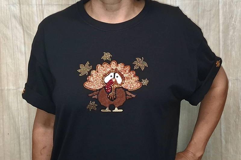 Thanksgiving Besorgt Truthahn Verschlingen Shirt Herbst Urlaub Strass Glittered Bling Cindys T-Shirt von CindysBlingShirtShop