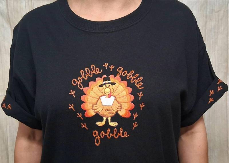 Thanksgiving Türkei Gobble Bling Shirt Damen Niedlich Handgemalt Mit Glitzer von CindysBlingShirtShop