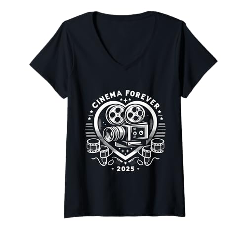 Damen Cinema Forever 2025 Filmklassiker T-Shirt mit V-Ausschnitt Damen Cinema Forever 2025 Filmklassiker T-Shirt mit V-Ausschnitt von Cine phile Tees