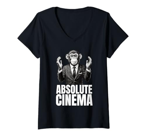 Damen Absolute Kino-Reaktion T-Shirt mit V-Ausschnitt Damen Absolute Kino-Reaktion T-Shirt mit V-Ausschnitt von CinemaVibe