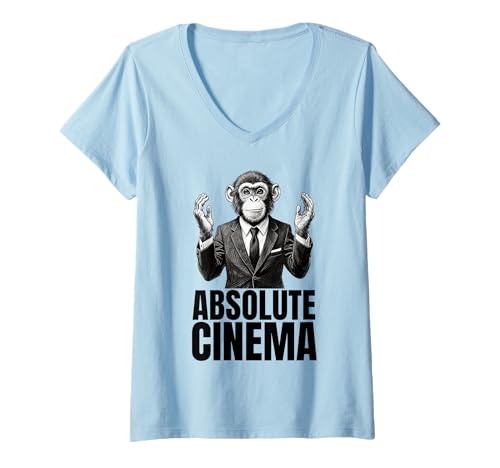 Damen Absolute Kino-Reaktion T-Shirt mit V-Ausschnitt Damen Absolute Kino-Reaktion T-Shirt mit V-Ausschnitt von CinemaVibe