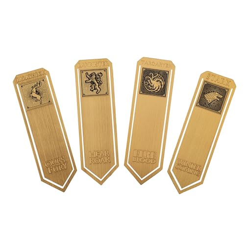Cinereplicas Game of Thrones - 4 Metall-Lesezeichen für Targaryen, Stark, Lannister und Baratheon, je 10 * 3cm - Offizielle Lizenz von Cinereplicas