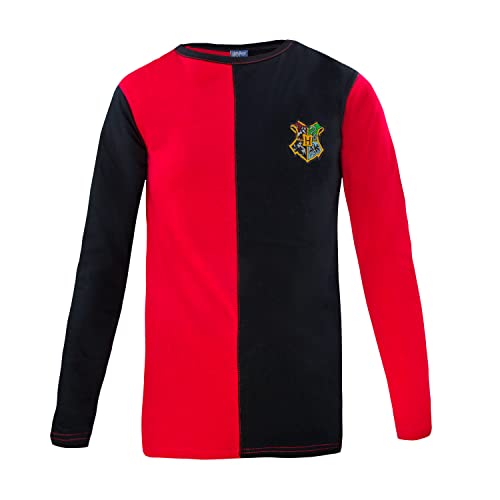 Cinereplicas - Harry Potter - T-Shirt - Stil Trimagisches Turnier und Quidditch - T-Shirt Harry Potter - Offiziel lizensiert - S - Rot und schwarz von Cinereplicas