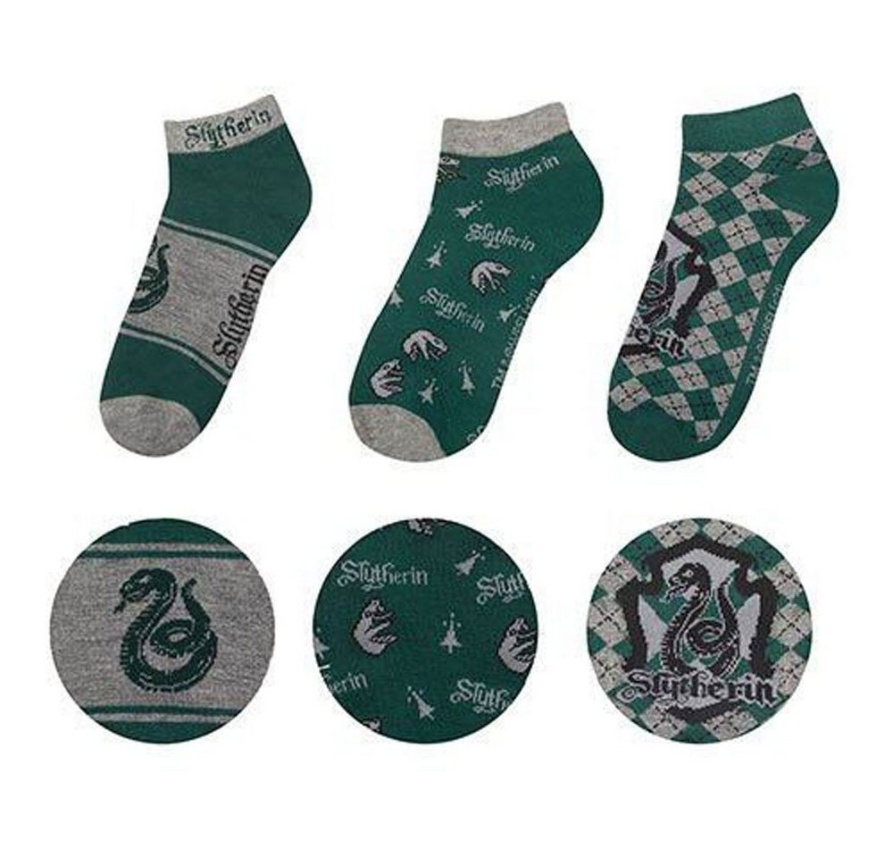 Cinereplicas Socken Slytherin Knöchelsocken 3er-Pack Zauberhaft weiche Knöchelsocken für jeden waschechten Harry Potter F von Cinereplicas