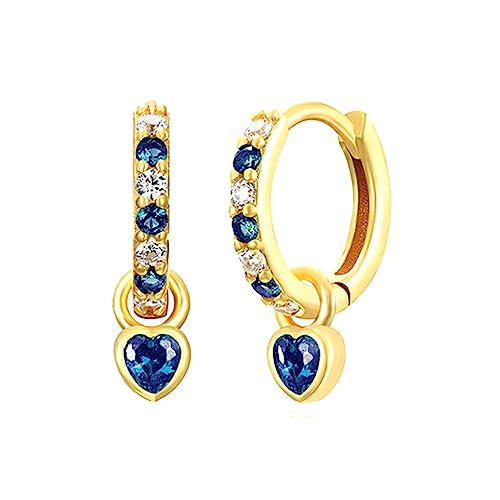 Creolen Klein For Women Blue Earrings With Blue Heart Drop Schleifen Ohrringe Hypoallergene Ohrringe Cubic Zirkonia Ohrringe Gold Hängend Ohrringe Herz Gold For Girls von Cinhaojung