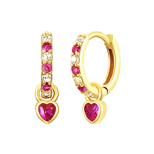 Creolen Ohrringe Für Frauen Mit Hot Pink Herz Drop - Goldene Damen Hypoallergene Cubic Zirkonia Dangle Schmuck Für Mädchen Creolen Ohrringe Für Frauen Mit Hot Pink Herz Drop - Goldene Damen Hypoallergene Cubic Zirkonia Dangle Schmuck Für Mädchen von Cinhaojung