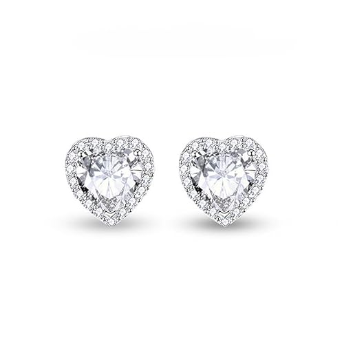 Ohrecker Silber, Herzförmig Cubic Zirkonia Ohrringe Ohrstecker Für Frauen Ohrringe Silber 925 Stecker Herzförmig Cubic Zirkonia Hypoallergen Stud Ohrecker Silber 925 Herren Für Männer von Cinhaojung