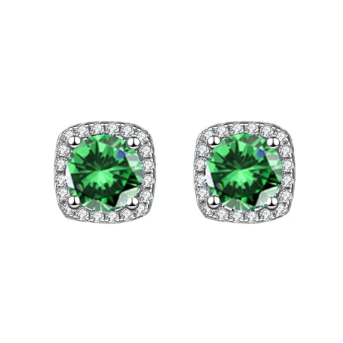 Cinhaojung Ohrringe Silber Damen, Quadrat Cubic Zirconia Ohrringe Studs Für Frauen Silber Ohrringe Lichtpunkt Hypoallergene Ohrringe Damen Ohrringe Silber Für Mädchen Und Männer, S, Kupfer, Not von Cinhaojung
