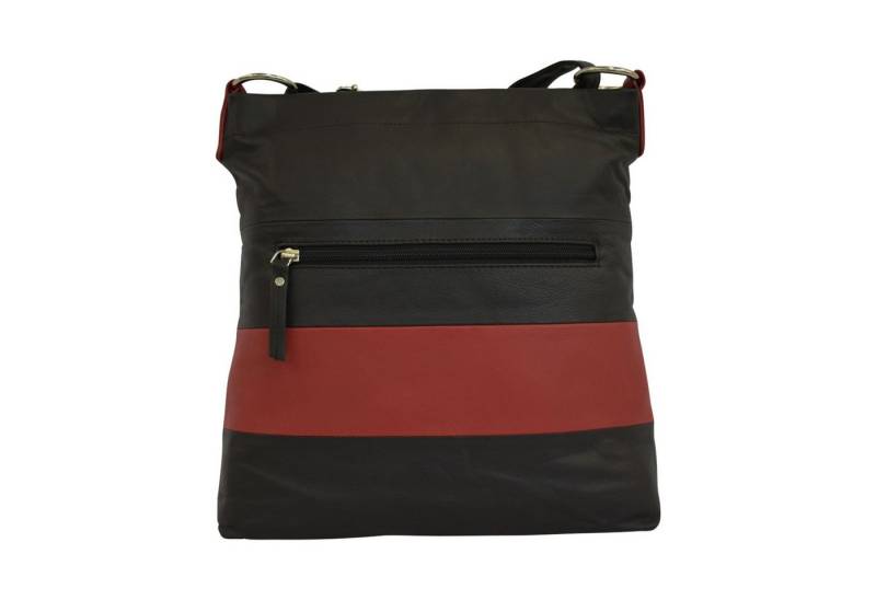 Cinino Handtasche flache Ledertasche, verstellbarer langer Henkel,schwarz rot von Cinino