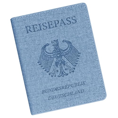 Cinocratic Reisepasshülle mit RFID-Blocker | Reisepass Hülle aus künstlichem Leder für Pass, Kreditkarten & Ausweise | Passport Cover für Damen und Herren (Blau) von Cinocratic