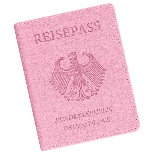 Cinocratic Reisepasshülle mit RFID-Blocker | Reisepass Hülle aus künstlichem Leder für Pass, Kreditkarten & Ausweise | Passport Cover für Damen und Herren (Rosa) von Cinocratic