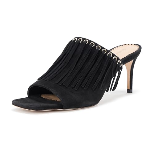 Cinq à Sept Damen Sabrina Fringe Mule Sandale mit Absatz, Schwarz, 38 EU von Cinq à Sept