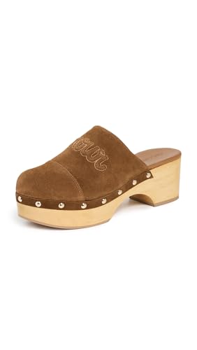 Cinq à Sept Damen Sydney Studded Suede Clogs Holzschuh, Golden Sienna, 39 EU von Cinq à Sept