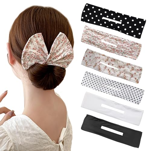 6 Stück Dutt Maker,Haarknotenmacher,Magischer Haarknoten,Haarknotenwickler,Französischer Fliege Dutt Haarband,Mode Haar Bun Wraps Frisur Haar Styling Zubehör für Frauen Mädchen von Cinsersr
