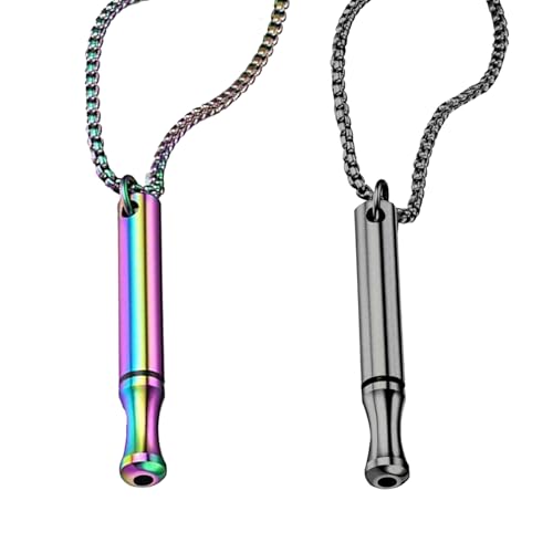 Atem Halskette 2 Stück Atemkette Edelstahl Atmende Halskette Atmungshalskette Halskette für Tiefe Atemübungen Tragbar Halskette Zur Angstlinderung für Männer und Frauen Meditation Stress von Cinsersr