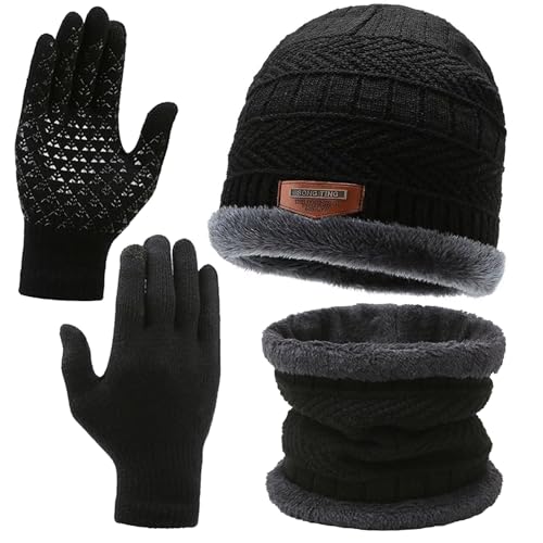 Cinsersr Mütze Schal Set Damen,Mütze Schal Handschuhe Set Damen,Mütze Und Schal Set Damen,Schal Mütze Set Damen,Schutz Vor Kälte, Wind Und Schnee,Weich Und Bequem für Den Winter von Cinsersr