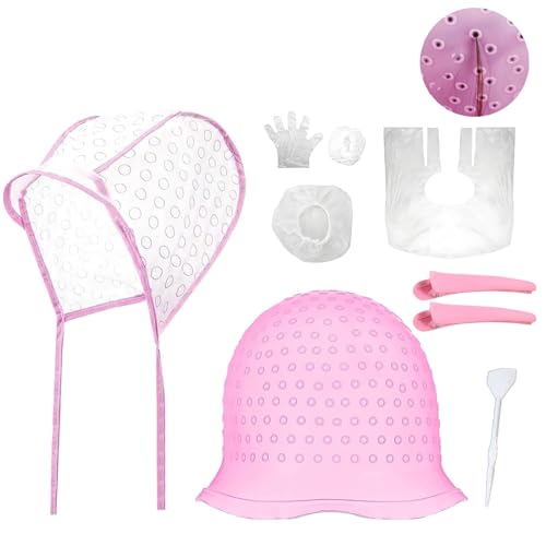 Strähnchen Set Strähnenhaube,Strähnchenhaube mit Häkelnadel Aus Metall,Silikon Strähnenhaube für Haarfärbeund Haarstylinggeräte Haarblas und Stylinggeräte Verwendet,Weiches & Bequem,Wiederverwendbar von Cinsersr