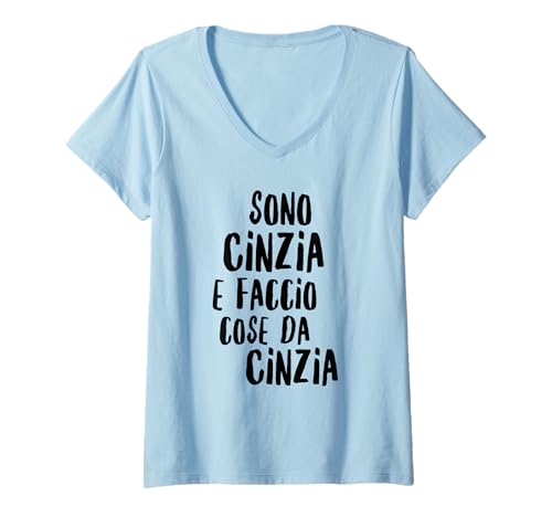 Damen Cinzia T-Shirt mit lustigem Text für Damen und Mädchen T-Shirt mit V-Ausschnitt Damen Cinzia T-Shirt mit lustigem Text für Damen und Mädchen T-Shirt mit V-Ausschnitt von Cinzia Che Fa Cose Testo Divertente