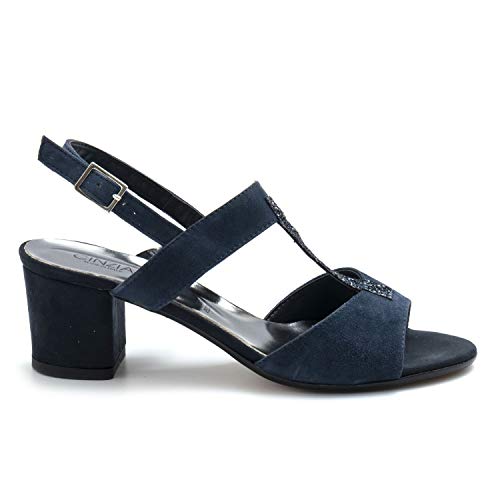 Cinzia Soft - Blue Suede Sandals with medium Heel - IBBF325CG 004-37 von Cinzia Soft