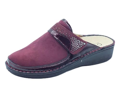 Cinzia Soft IM2977BA Bordò Damen-Hausschuhe aus Leder und elastischem Stoff mit Stretch, Bordò, 39 EU von Cinzia Soft