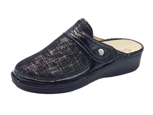 Cinzia Soft IM2977TA Schwarze Hausschuhe für Damen aus Leder und Stretchgewebe mit Stretch, Schwarz , 35 EU von Cinzia Soft