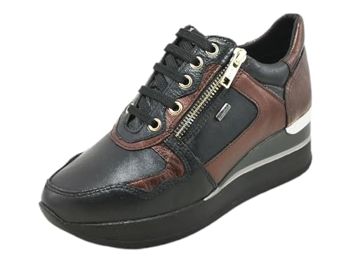 Cinzia Soft IV2518913S 001 - Damen-Sneaker mit Keilabsatz aus Leder, Schwarz Bordeaux, 36 EU von Cinzia Soft