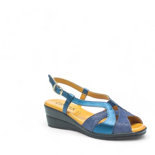 Cinzia Soft Sandalen mit Keilabsatz für Damen - Blau Modell IO173690C IO173690C Leder, blau, 38 EU Cinzia Soft Sandalen mit Keilabsatz für Damen - Blau Modell IO173690C IO173690C Leder, blau, 38 EU von Cinzia Soft