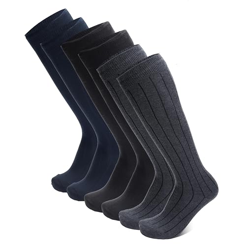 Ciocca Herrensocken, lang mit breitem Rippenmuster, aus robustem, warmem Baumwoll-Twist - 6 Paar - Zwei Größen [550W_025_I_6] von Ciocca