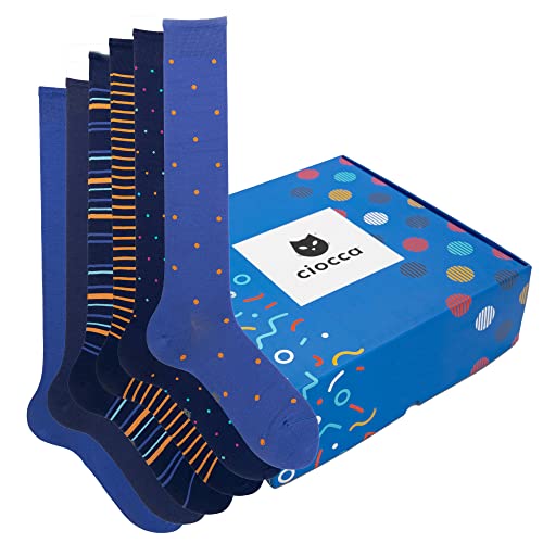 Ciocca Herrensocken Lang mit Muster, Aus Weicher, Strapazierfähiger Baumwolle, Bunt - 3/6 Paar [BOXCS6_MIX1_11_1] von Ciocca
