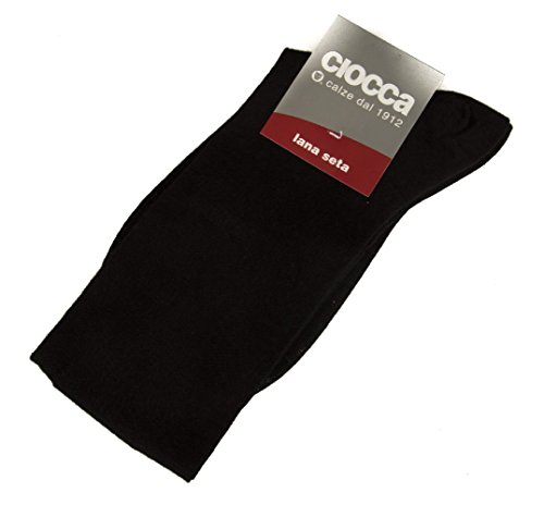 Ciocca Lange Socke Wolle & Seide Mann Herren Artikel 844 Made in Italy, NER Nero, TAGLIA 11-11mezzo-PIEDE 42/43 von Ciocca