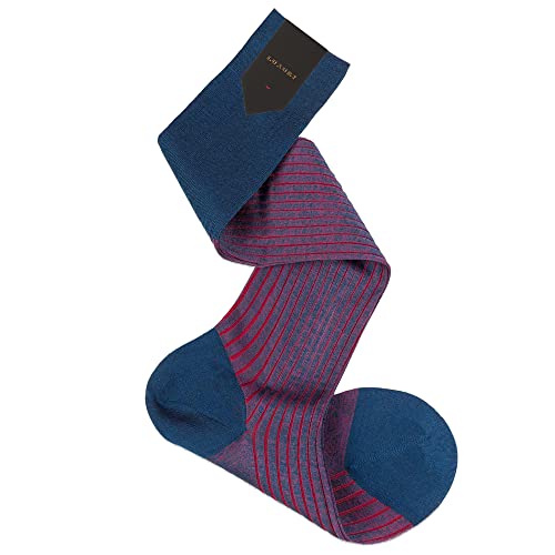 Ciocca Luxury Herren Langsocken klassisches Rippenmuster Vanisé Zweifarbig 100% Schottische Baumwolle [S551L_119_44/45_1] von Ciocca