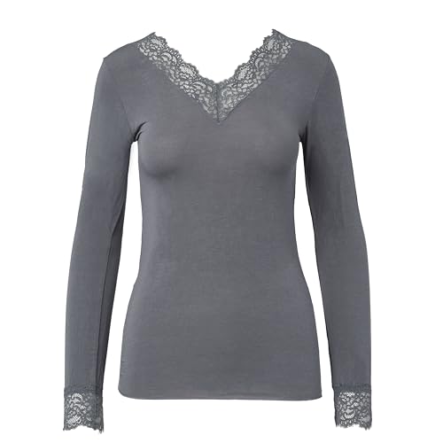 Ciocca Pura Knit Damen Kaschmir langärmelige Spitze Unterwäsche elegant warm [P0716M_GGR_XL_1] von Ciocca