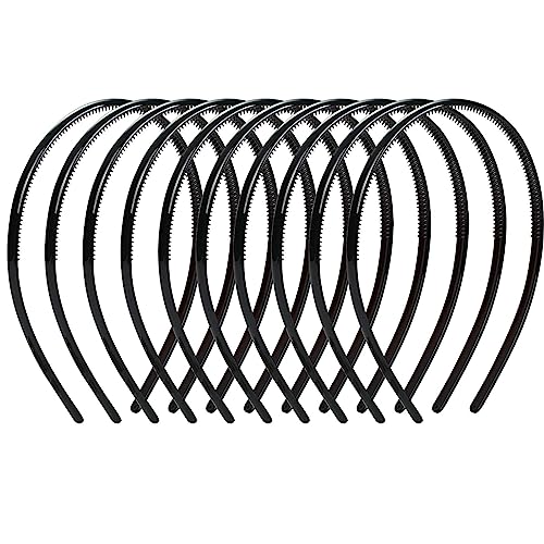 10 Stück Kunststoff Stirnbänder 8mm Schmale Zähne Kamm Dünne Haarbänder Schwarze Haarschmuck DIY Haarbänder für Kinder Damen Männer von Ciomiliaro