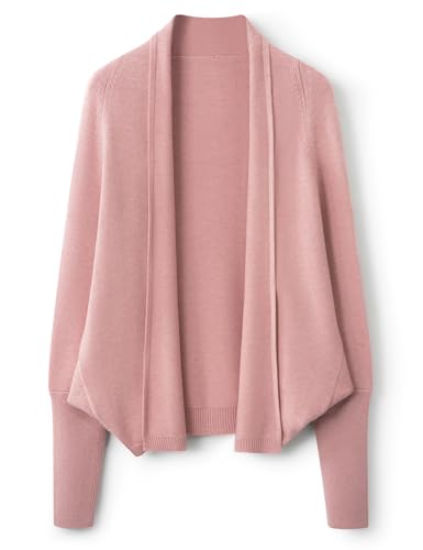 Ciovkis Damen Merinowolle Mischung Strickjacke 2025 Herbst Winter Vorne Offen Fledermausärmel Stricken Lässiger Cardigan (Rosa,S) von Ciovkis