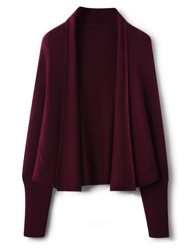 Ciovkis Damen Merinowolle Mischung Strickjacke 2025 Herbst Winter Vorne Offen Fledermausärmel Stricken Lässiger Cardigan (Rotbraun,S) von Ciovkis