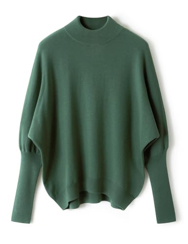 Ciovkis Damen Merinowolle Mischung Übergroß Pullover 2025 Herbst Winter Mode Stehkragen Fledermausärmel Strickpullover (Grün5069,XL) von Ciovkis