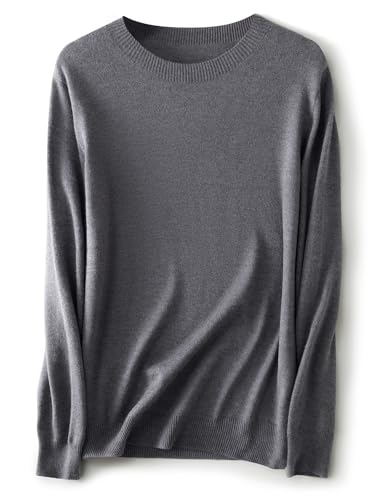 Ciovkis Damen Merinowolle Mischung Pullover 2025 Herbst Winter Rundhalsausschnitt Lange Ärmel First-Line Tragefertig Strickpullover (Grau,XL) von Ciovkis