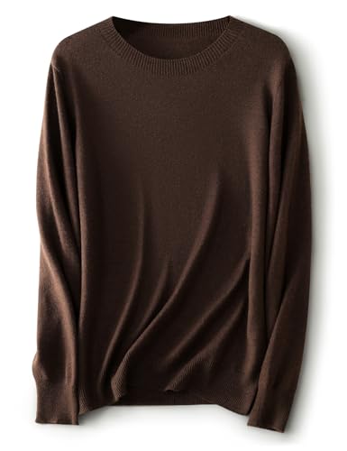Ciovkis Damen Merinowolle Mischung Pullover 2025 Herbst Winter Rundhalsausschnitt Lange Ärmel First-Line Tragefertig Strickpullover (Kaffee,M) von Ciovkis